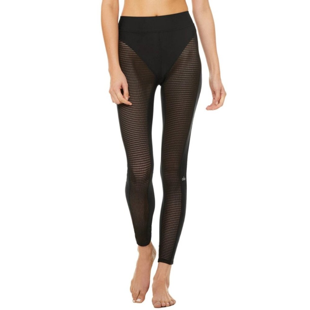 Alo High-Waist Airlift Energize Legging Black Sheer Mesh Cut-Outs Cutouts Tights - Picture 4 of 16
